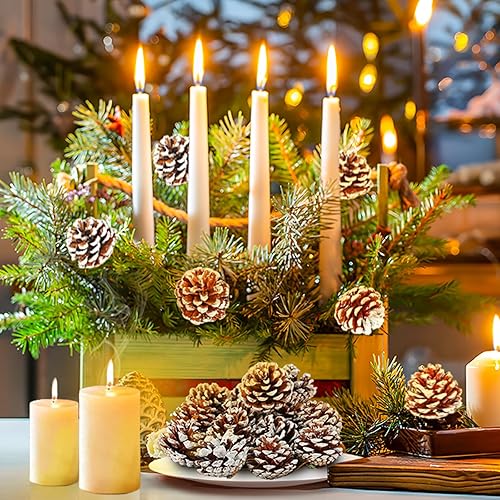 Miniatura 5 de JOHOUSE 30PCS Snow-Dusted Pine Cones – Natural Pinecones for Christmas Tree Ornaments, Wreath Making, Bowl Filler, Winter Crafts & Holiday Vase
