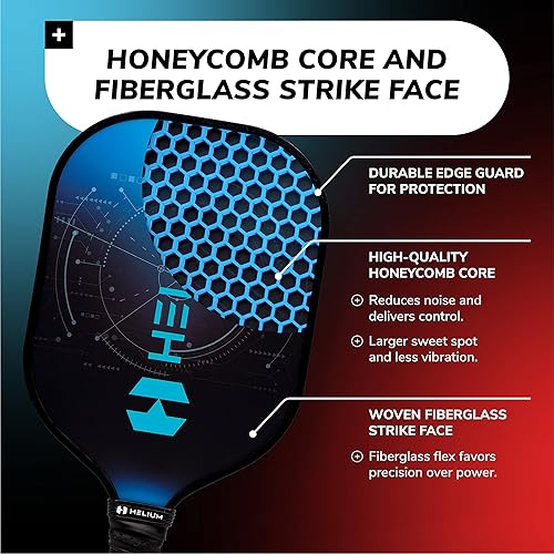 Miniatura 3 de Helium Versus Pickleball - Juego de 2 palas, certificado USAPA, superficie de fibra de vidrio de grafito, núcleo ligero de panal - 2 raquetas, 4