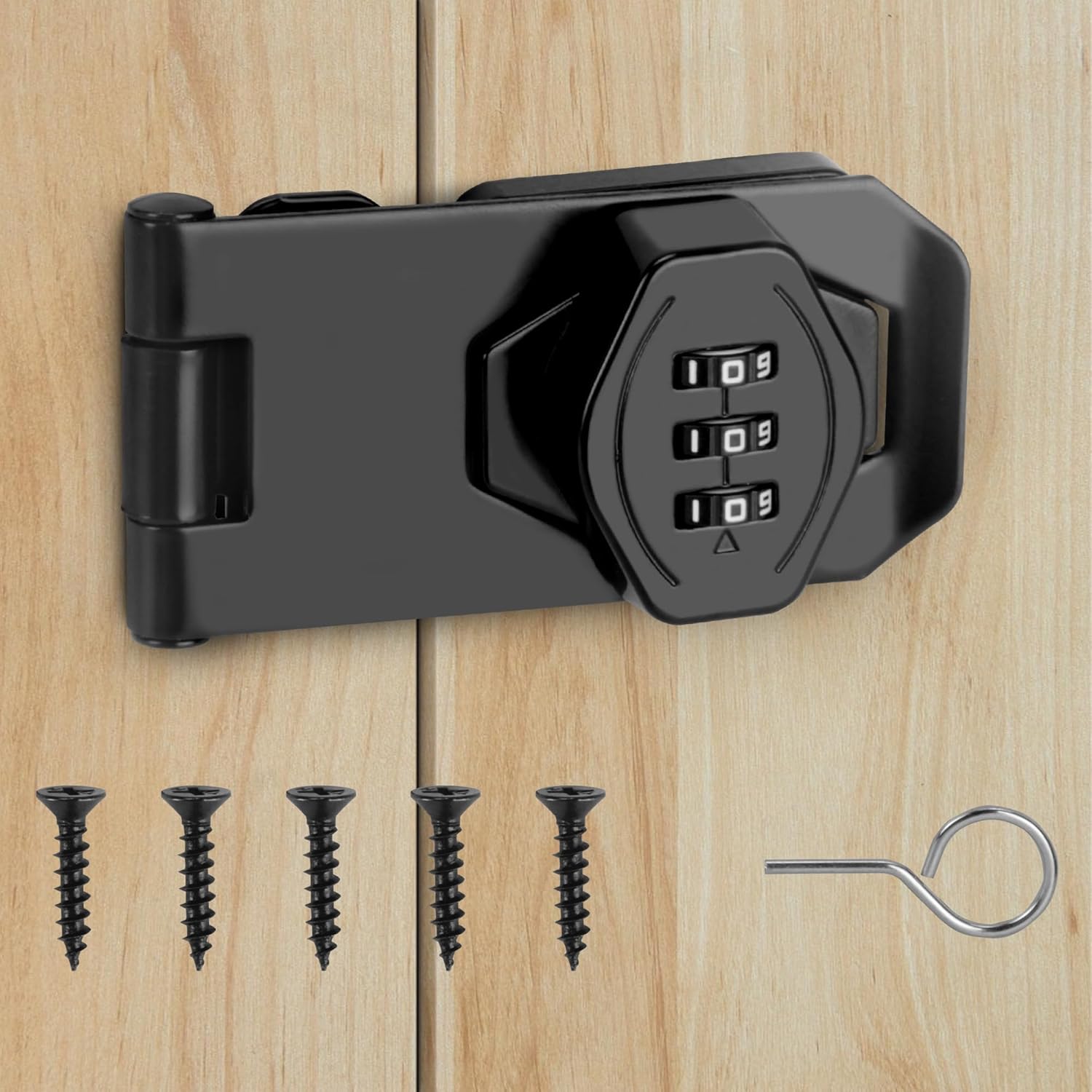 Mechanical Password Rotary Hasp Locks，3 Digit Keyless Cabinet Locks with Combination，Be Suitable for Bifold Door，Pantry，Barn Door，Owners Closet，Sliding Closet Doors， Bathroom, Outdoor