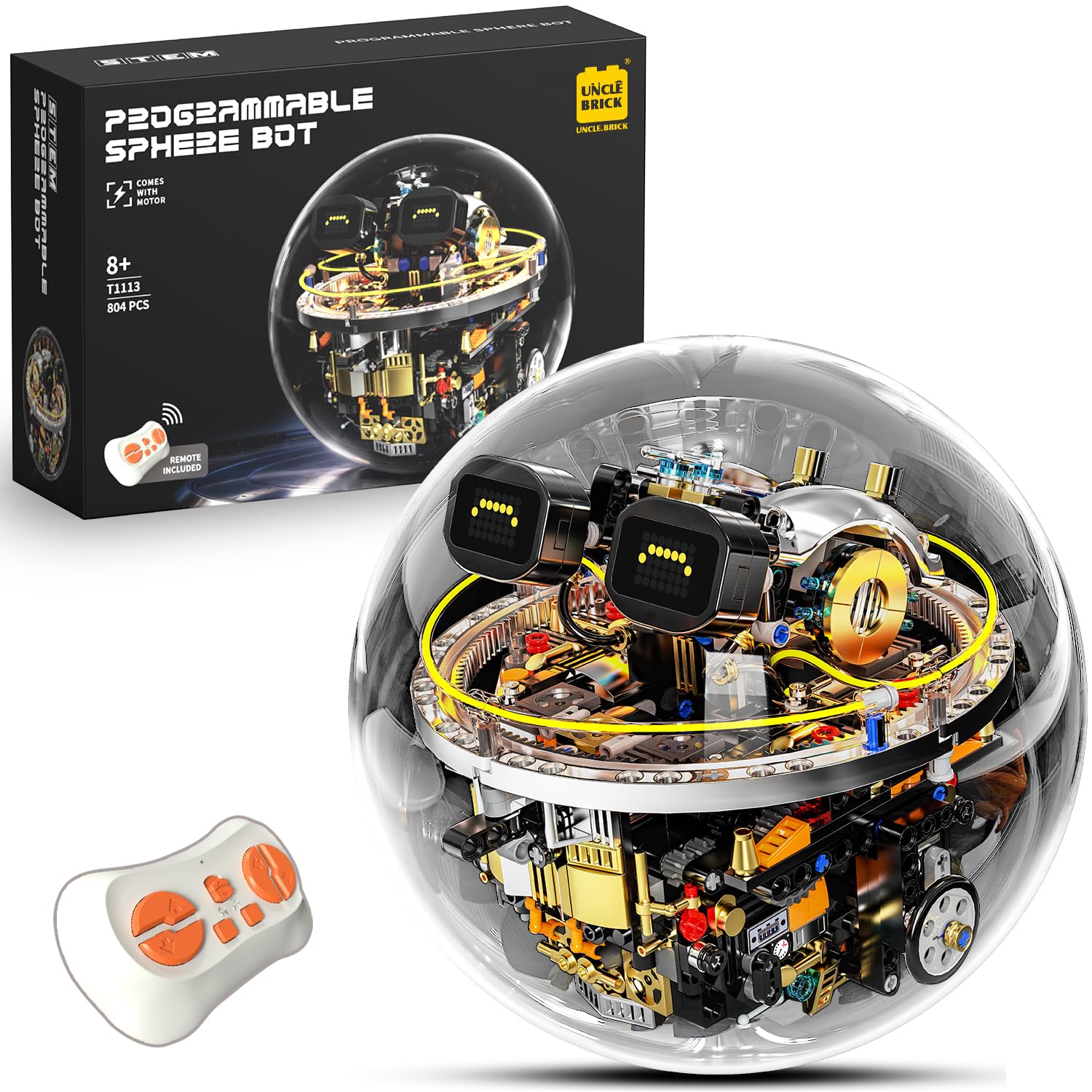 Assembled UNCLE BRICK Transparent Spherical Robot