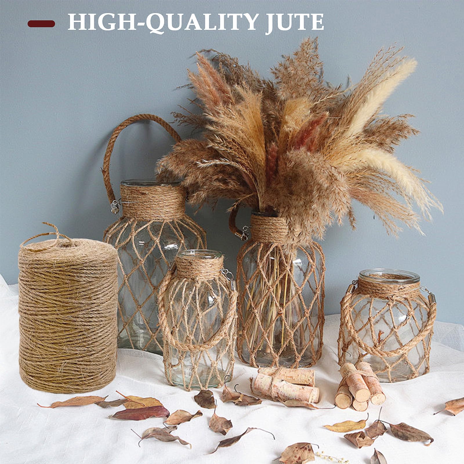 Cuerda de Yute,200M×2mm Cordel de Cáñamo Hecha de Fibras Naturales Cuerda de Jardinería Bricolaje para Manualidades,Envoltura de Regalos,Jardinería,Embalaje y Decoración Navideña - 4