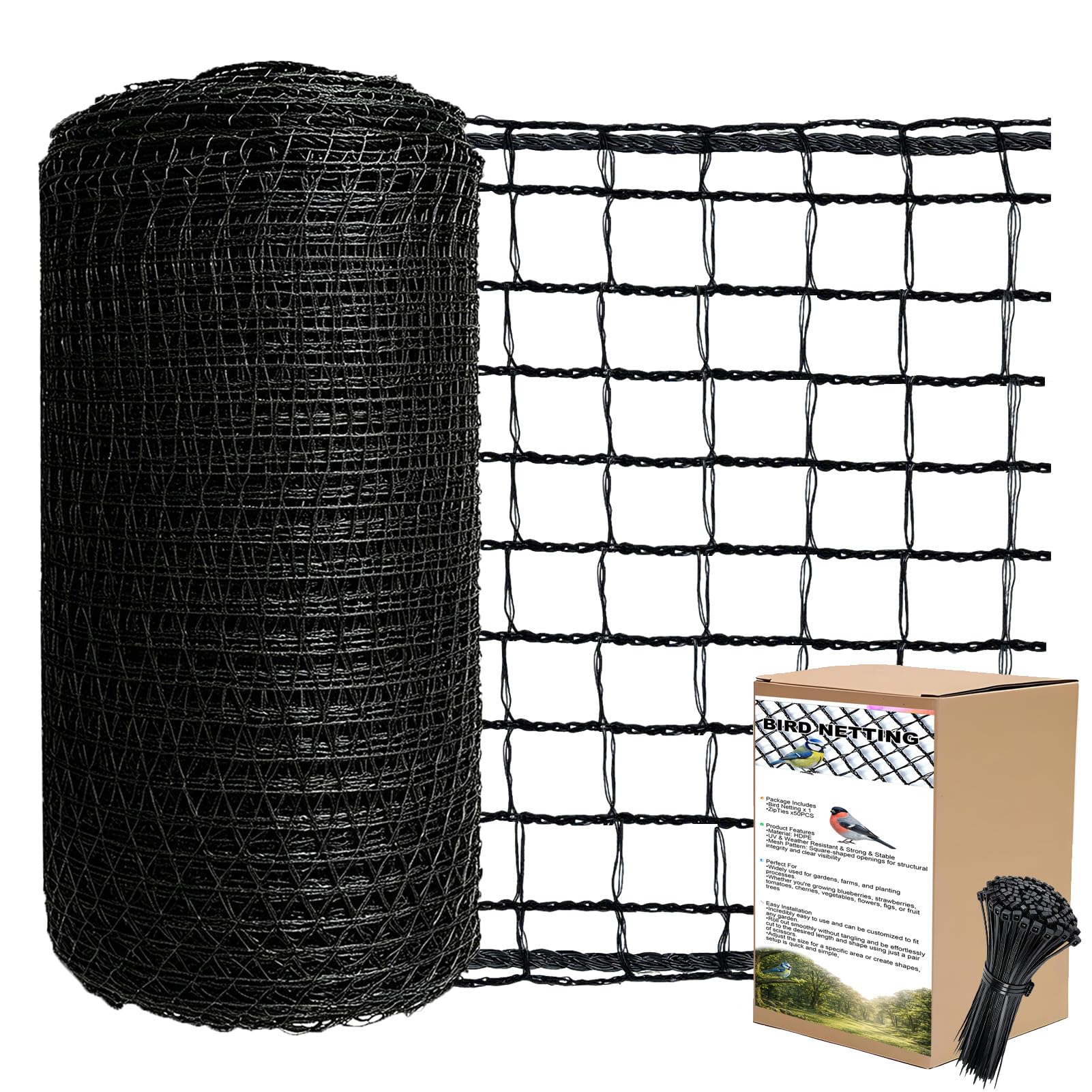 POYEE 7.5 ft x 100 ft Deer Fence Netting, 1/2-inch Square Mesh