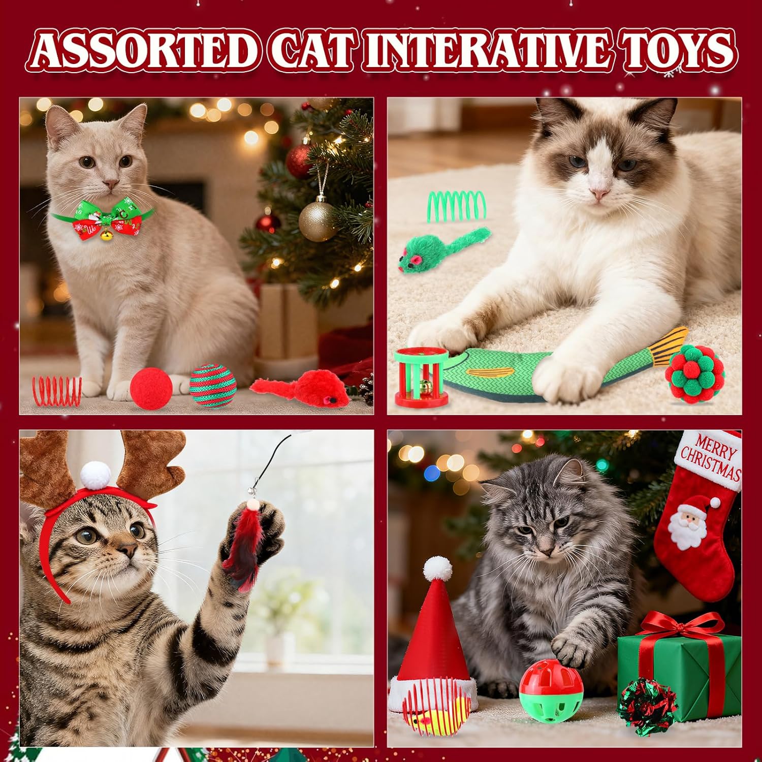 Cat Advent Calendar 2025-24 Days Christmas Countdown Calendar for Pets with Interactive Toys & Costume Accessories, Xmas Ideal Gift for Cats Lovers