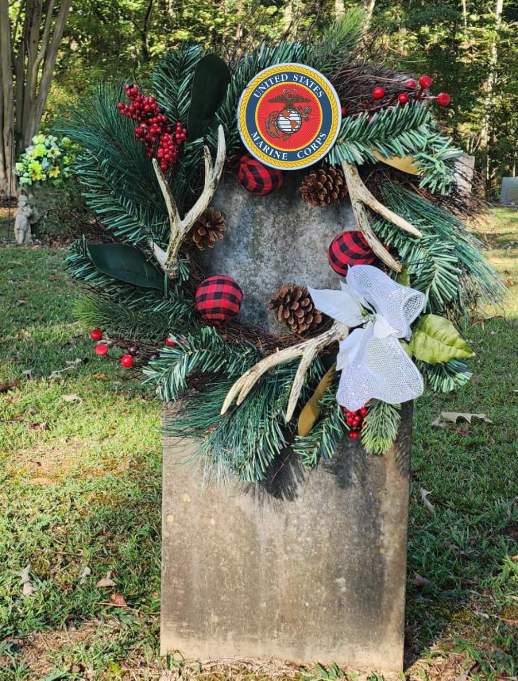 MilitaryBest U.S. Marine Corps Headstone Wreath Hanger