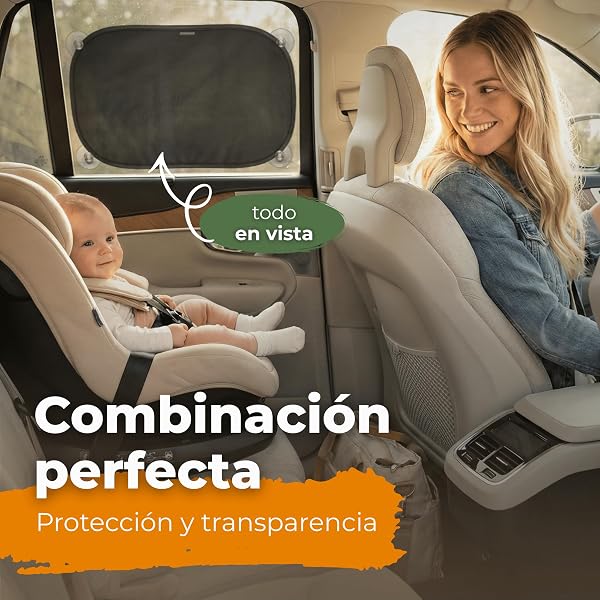 Car Window Shades for Baby with Certified UV Protection - Optimal Darkness with Suction Cups in Universal Size 51 x 31 cm - Black Design - Pack of 2 - 4