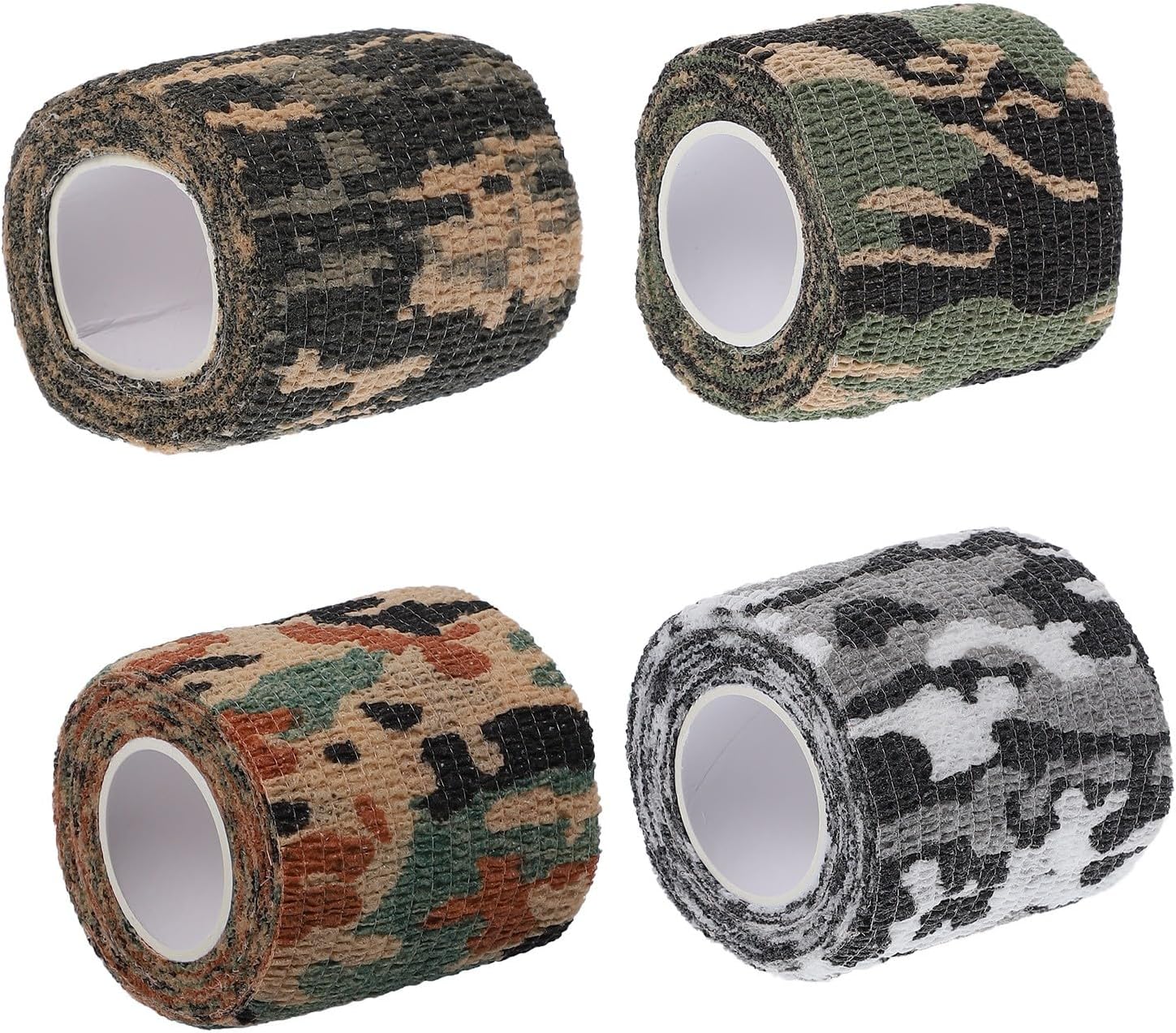 Mikinona 4pcs Outdoor Camouflage Self-Stick Bandages Elastic Non-Woven Fabric Wraps for Sports Injury Compression and First Aid in Hunting and Outdoor Activities