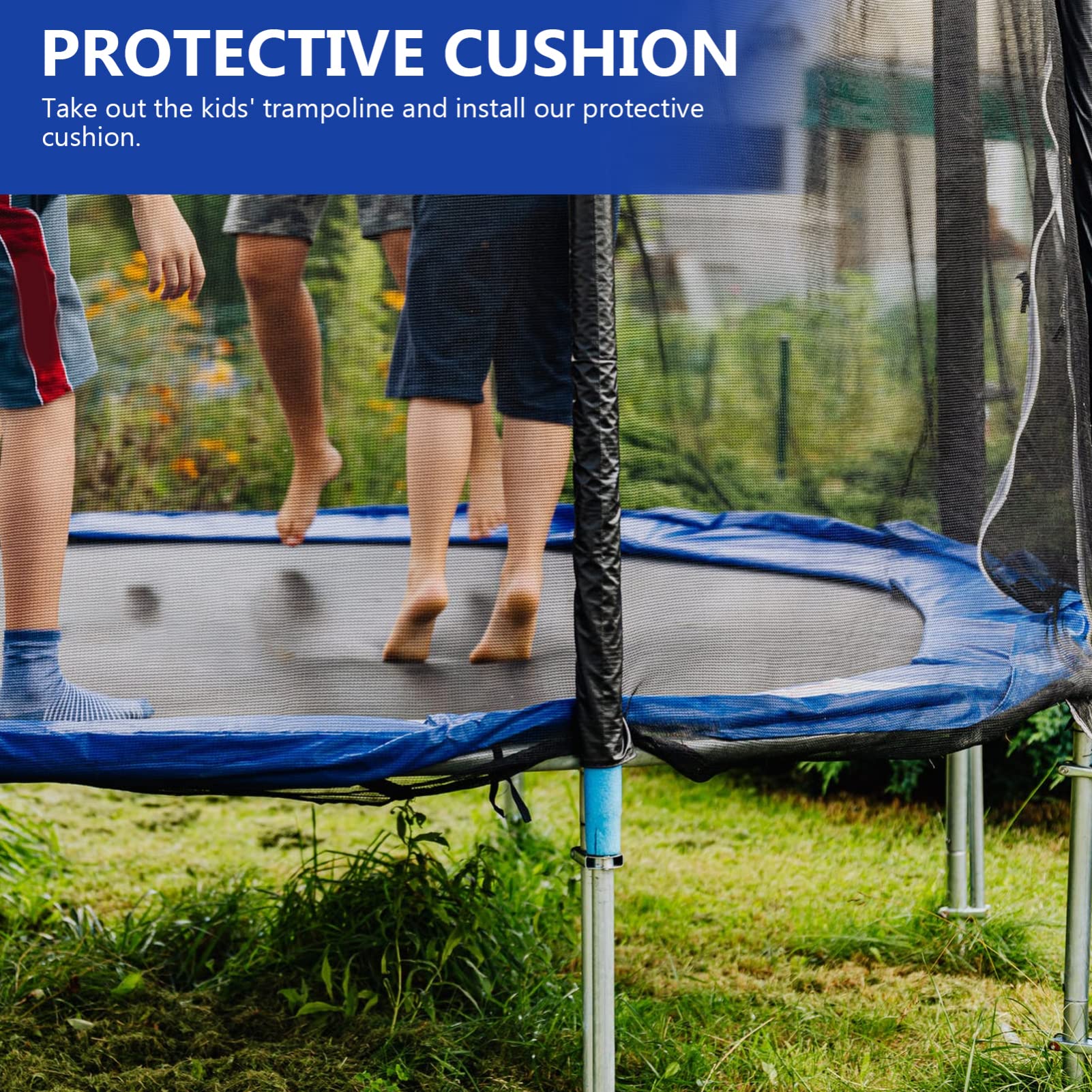 CLISPEED Copertura Protettiva Funzione Antiurto per Trampolino Blu in Pvc e Resistente alle Intemperie Cuscino Spugnoso Protezione Sicurezza per Bordo Ragazzo Ragazza