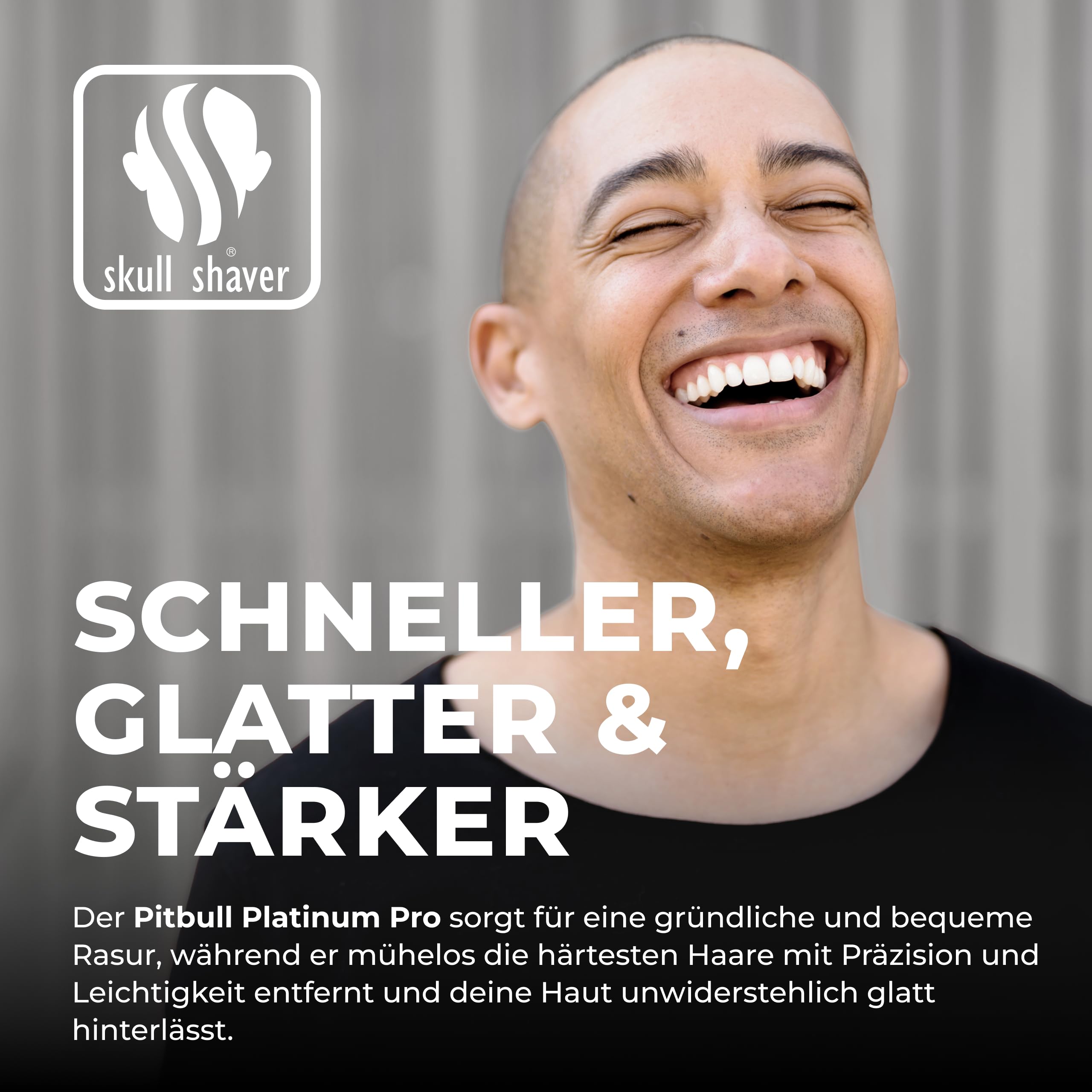 Skull Shaver Pitbull Platinum Pro - Elektrorasierer für Herren - Kabellos, Wiederaufladbar, Nass & Trocken, Ergonomisch für Glatzen - Mit Rinse Stand & Reiseetui – Mit Zusatzklinge | Elektrorasierer für Herren, Kabellos, Wiederaufladbar, Nass & Trocken, E