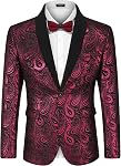 COOFANDY Mens Floral Tuxedo Jacket Paisley Shawl Lapel Suit Blazer Jacket for Dinner,Prom,Wedding