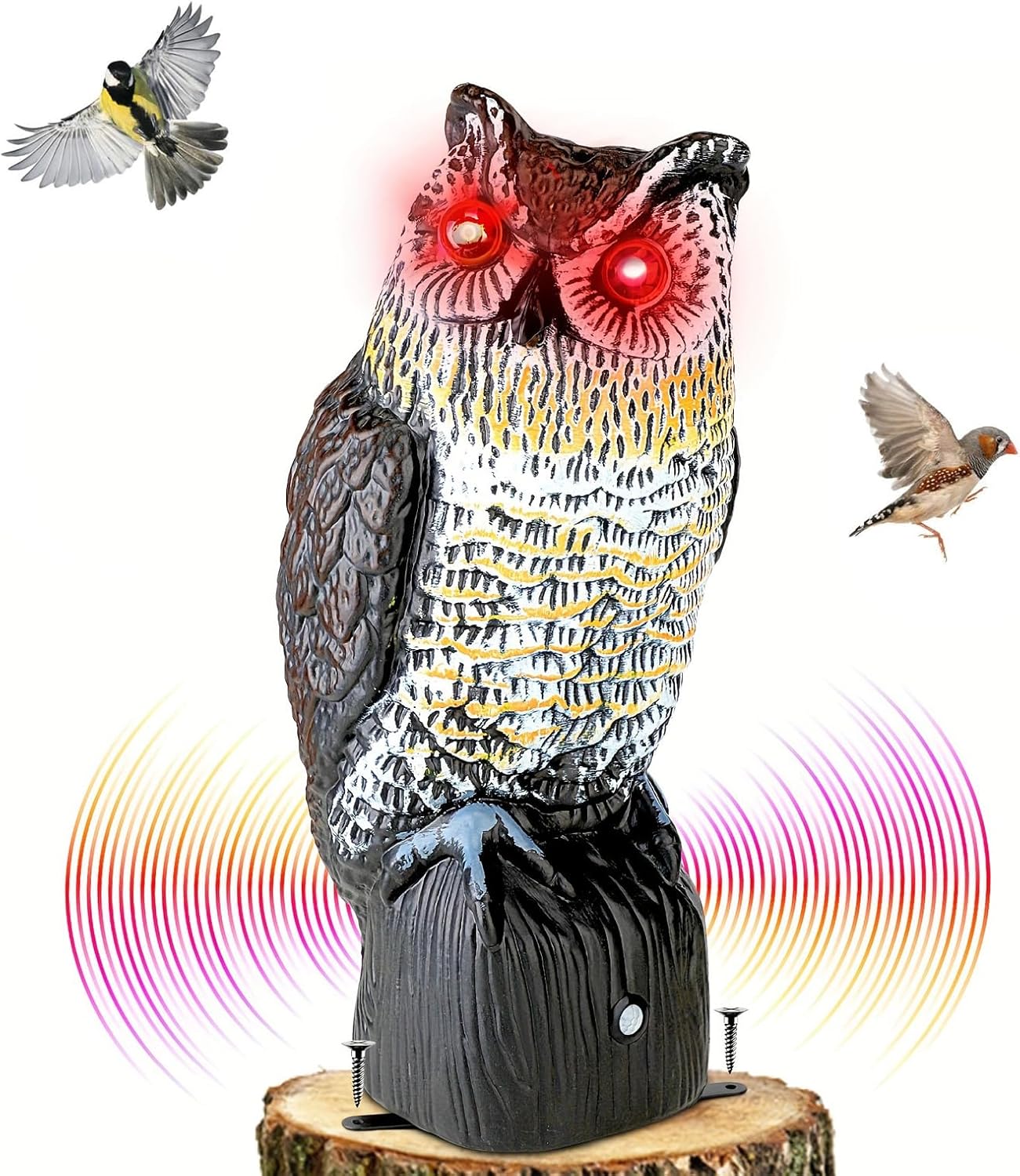 iksvmsis Owl Decoys To Scare Squirrels Away, Realistic Owl Decor, Large Plastic Owl Decoy To