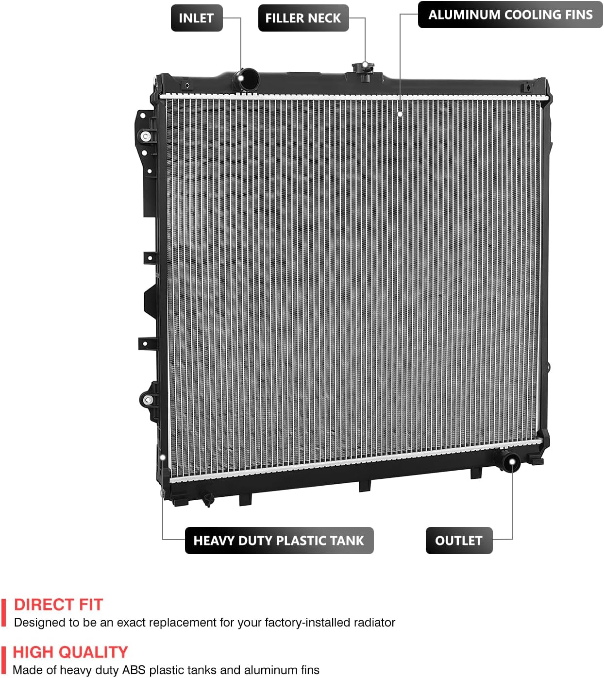 DNA MOTORING Front Fatctory OE Style Radiator Compatible With Tundra 2014-2021 4.6L, 5.7L, 13681, TO3010371, OEM-RA-13681