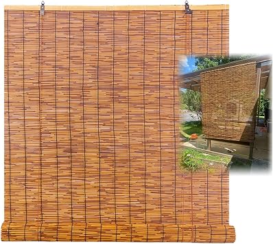 ORANGES Bamboo Roll Up Blinds Patio Windows Shades Blackout Partition Woven Roller Blinds for Outdoor Balcony Pergola W30 x H50inch W50 x H80inch W70 x H96inch