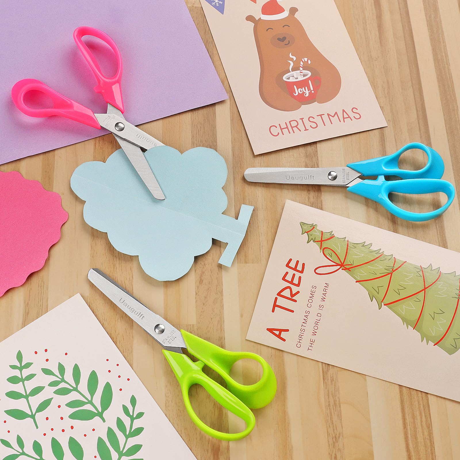 Tijeras para niños, tijeras de seguridad para niños con cuchillas de punta roma de acero inoxidable y mango ergonómico, ideales para la escuela y aulas, 6 pulgadas, paquete de
