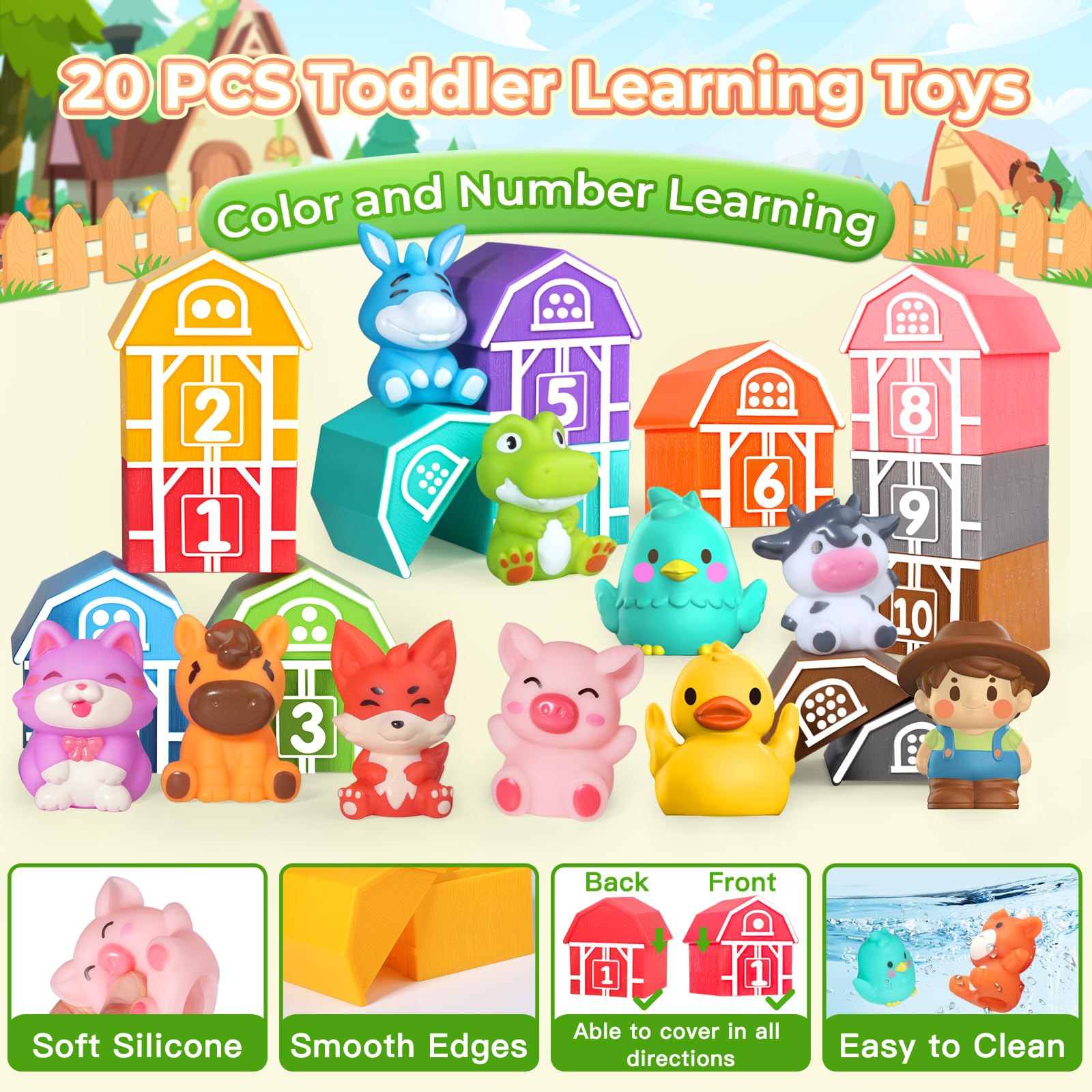 Cubi Impilabili In Silicone Per Bambini - 8 Pezzi, Giocattolo Educativo Montessori, Regalo