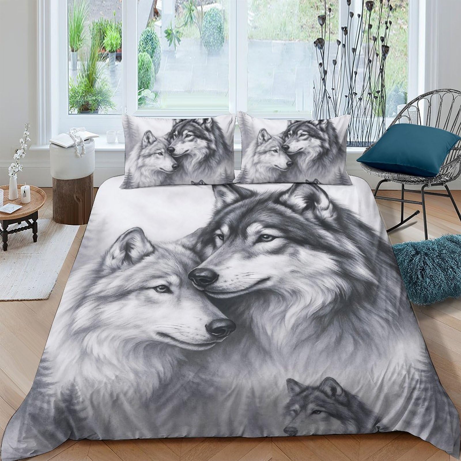 Ctjqhvkz Style-5 3D Printed Wolf Lovers Fitted Sheet Microfiber Soft Grey Animal Mattress Cover For Bedroom Dorm Decorative Protection Single（135X200cm）