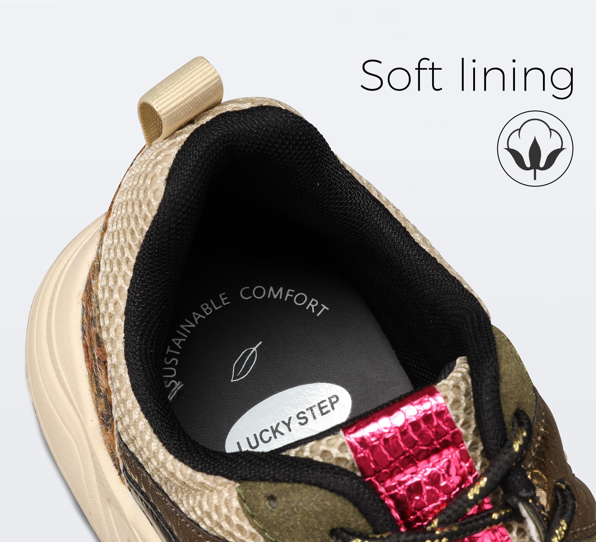LUCKY STEP Damskie Sneakersy Platformowe Leopard Casual Tenisówki Kolorowe Chunky Buty Podróżne