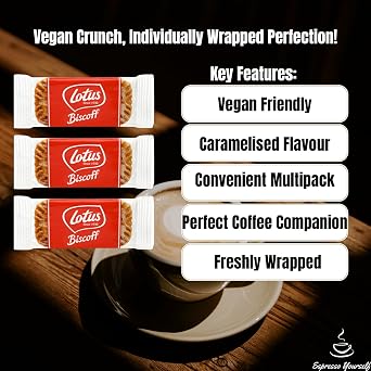 30 x Lotus Biscoff Caramelised Single Biscuits Individually Wrapped by Espresso Yourself – Vegan Biscuits Perfect for Coffee, Convenient Multipacks of Individual Wrapped Biscuits Packs