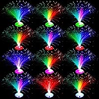 Vista 7 de Retisee 24 lámparas de fibra óptica, multicolores para centros de mesa, luces ópticas alimentadas con base de cono, cristales iluminados