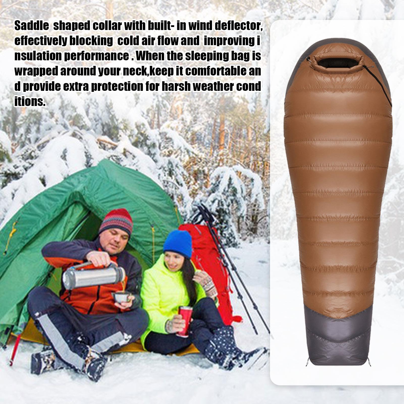 Saco de dormir de plumón – Saco de dormir ligero, saco de dormir de invierno para adultos | Saco de dormir compacto momia aislado saco de dormir para camping de senderismo, ver descripción