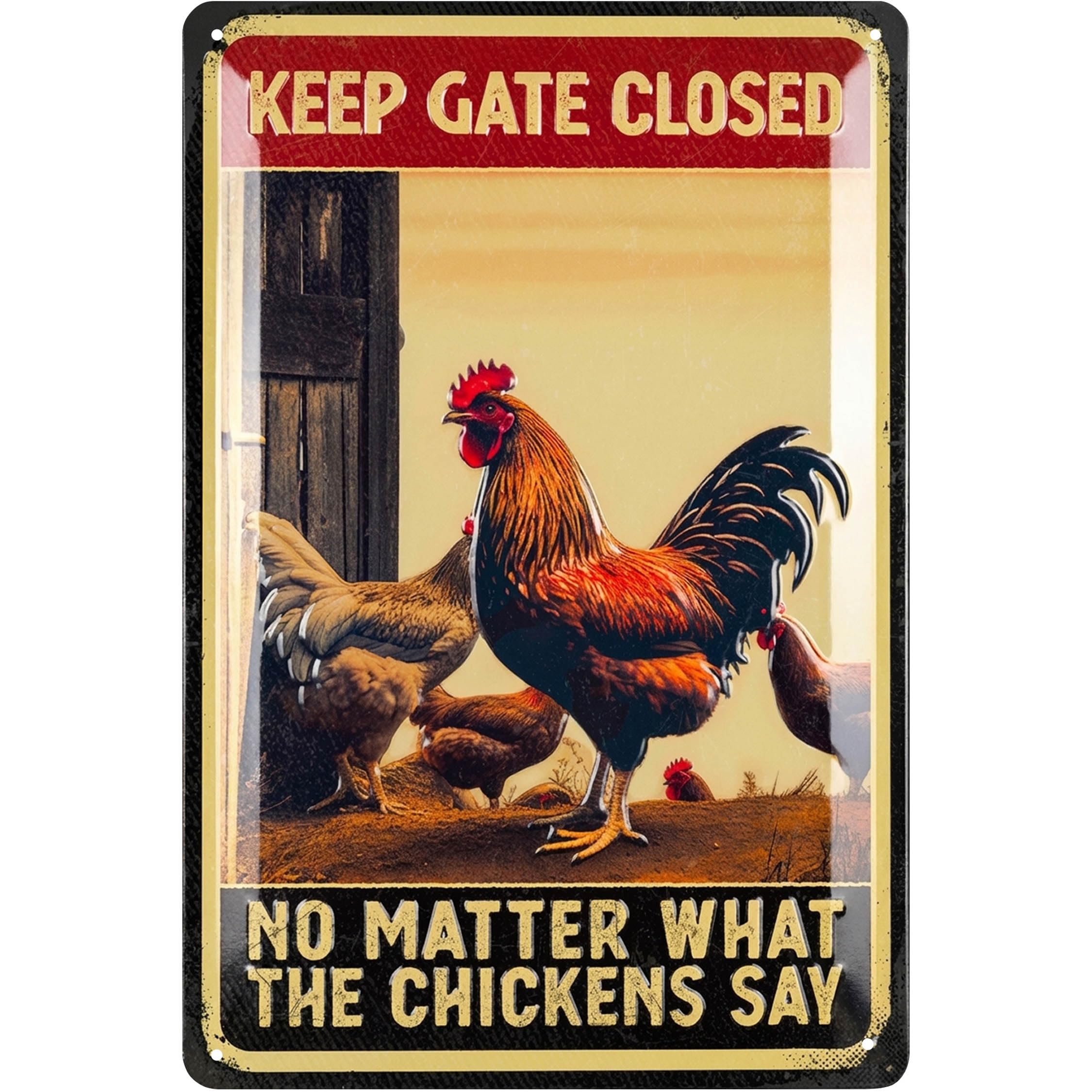 LANOLU Funny Chicken Coop Signs for outside, Gate Closed, Chickens Decor for Coop & Outdoor, Chicken Lover Gifts, Metal Chicken Signs, Chicken Coop Decorations 12x8"