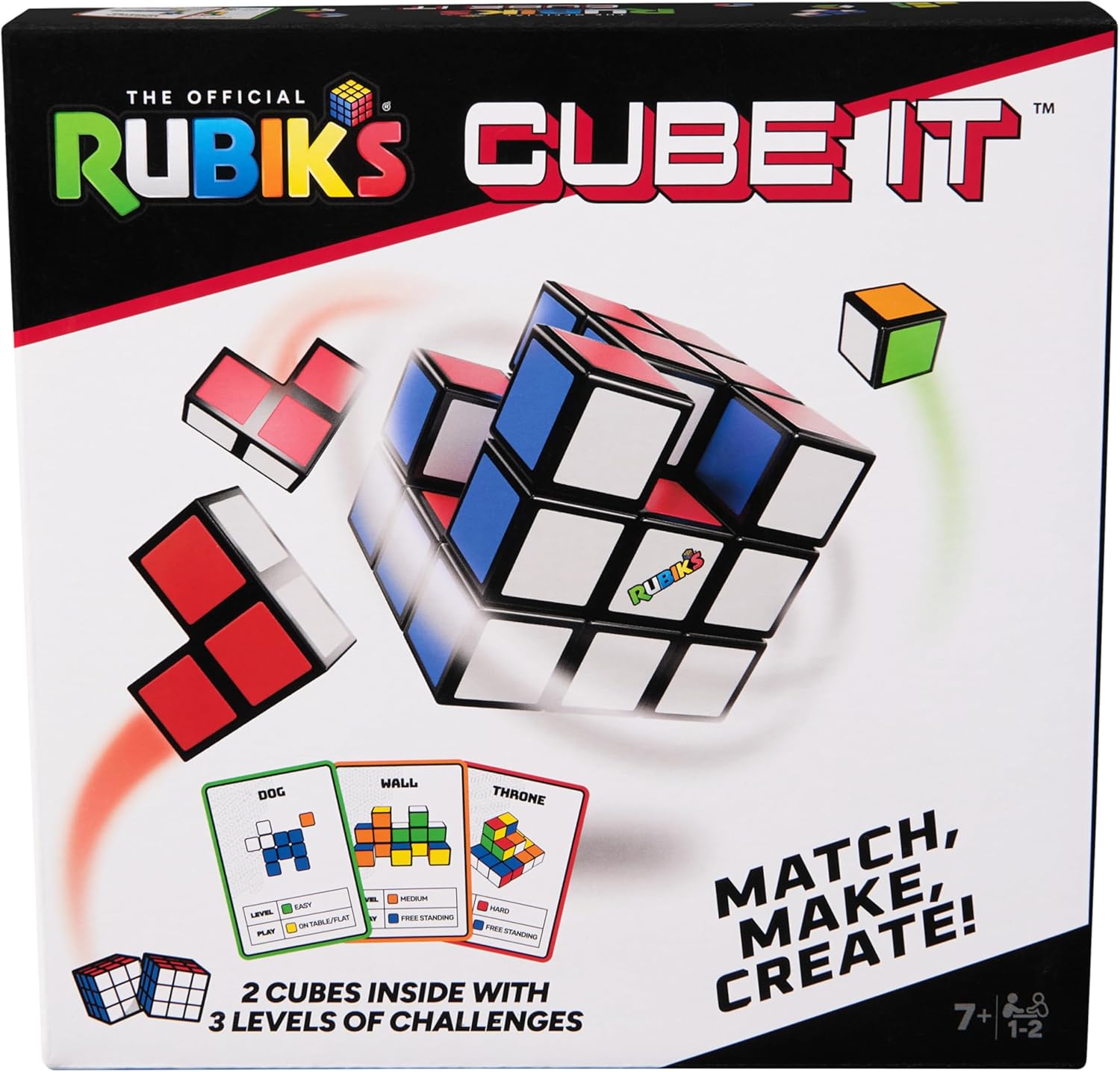 Rubik’s Cube, Cube It, 2-Player 3D Puzzle Sequence Board Game Stress Relief Fidget Toy Activity Cube Travel Teen Gift Idea, for Adults & Kids Ages 7+