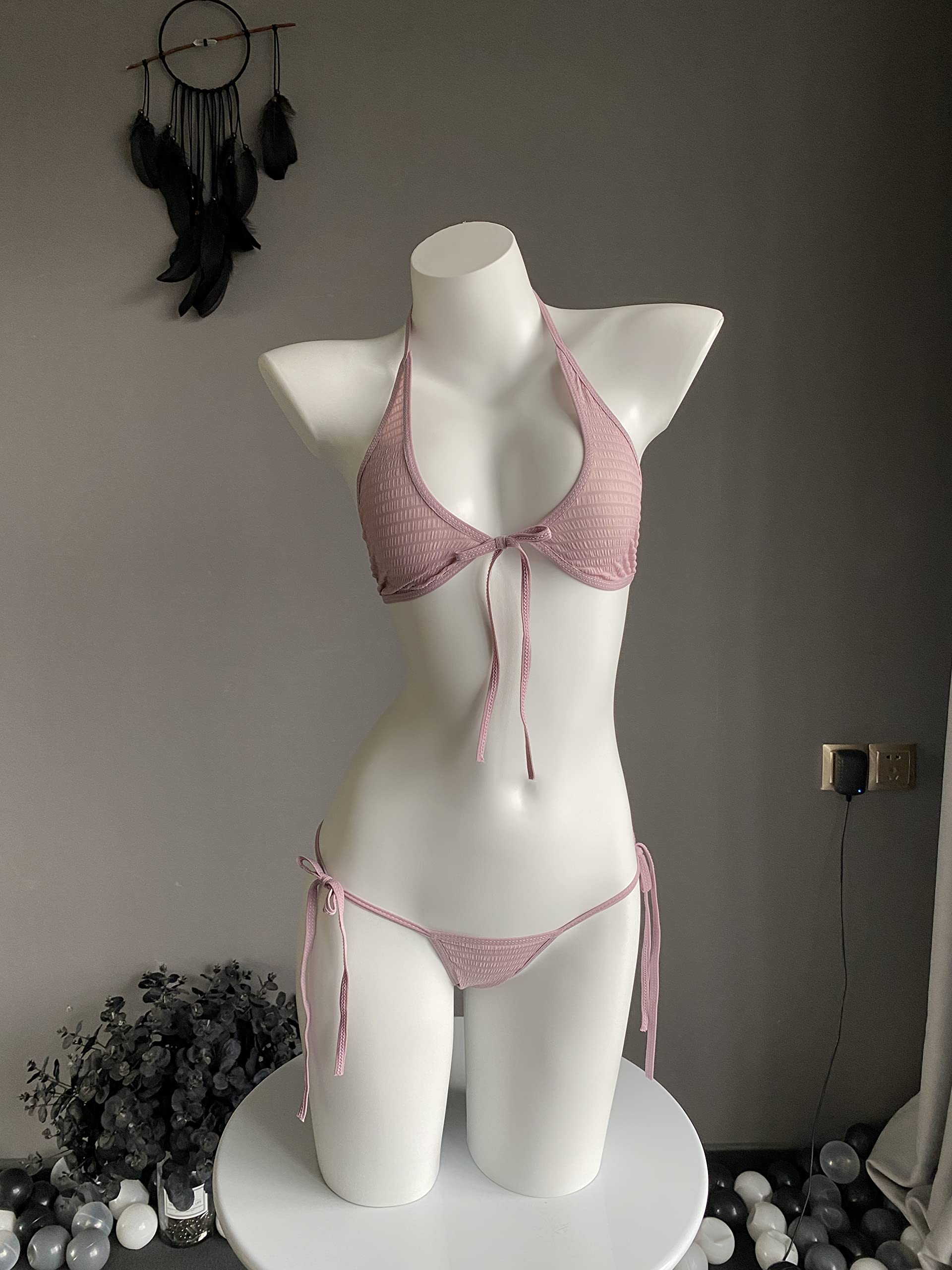 SINGUYUN Sexy Lingerie Set for Women Anime Bikini Cute Maid Outfit Bra Panties Cosplay Japanese Lolita Underwear: 2655lavender