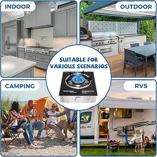 Miniatura 6 de Estufa de propano de un solo quemador de 15000 BTU, estufa de propano portátil de gas 1 quemador, estufa de propano de camping con manguera