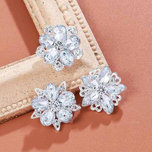 Miniatura 10 de Lote de 12 piezas de broche de flores de diamantes de imitación de cristal surtido para mujeres, kit de ramo de boda nupcial DIY