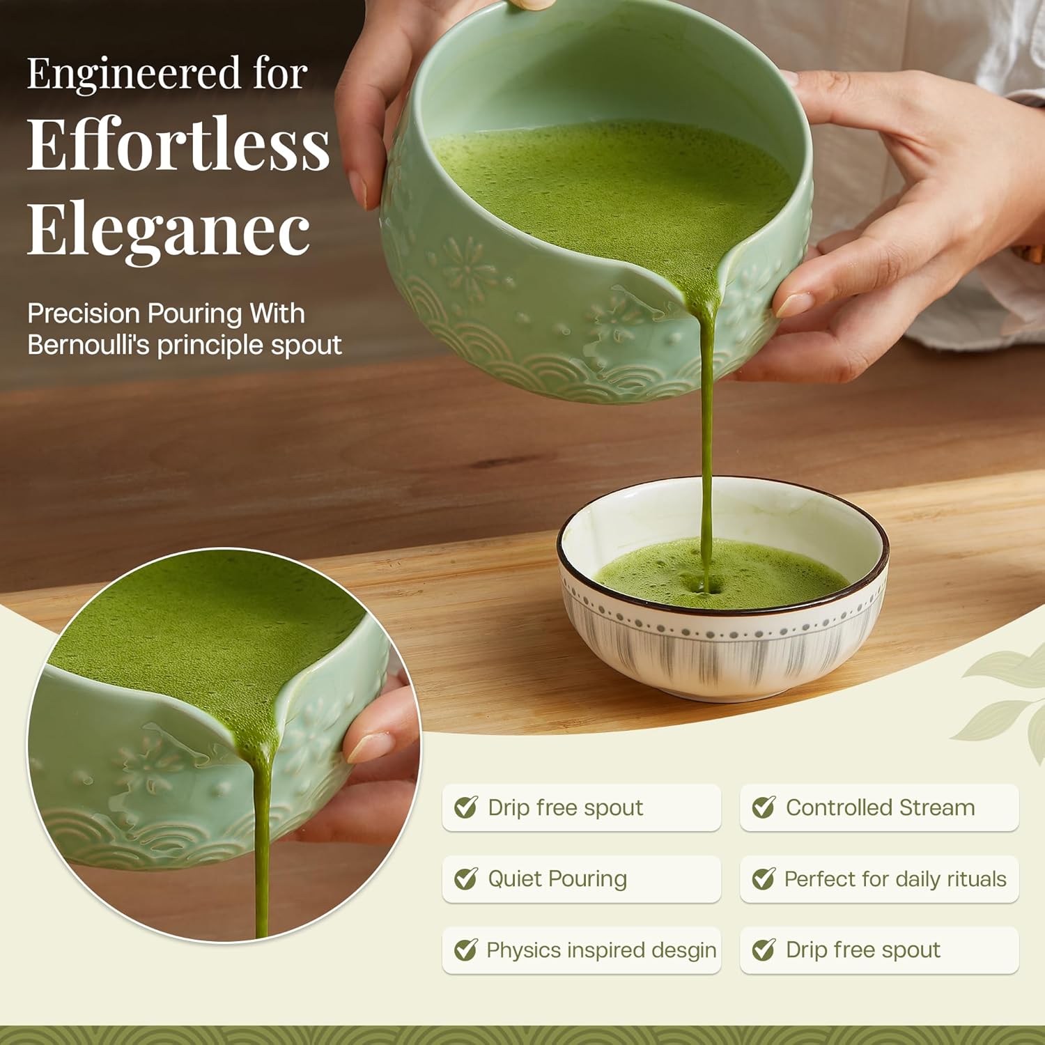 Matcha Whisk Set 9pcs – Matcha Tea Set with Ceramic Matcha Bowl, Bamboo Whisk (Chasen), Scoop, Sifter | Matcha Kit for Japanese Tea Ceremony & Beginners(Green) - Image 4