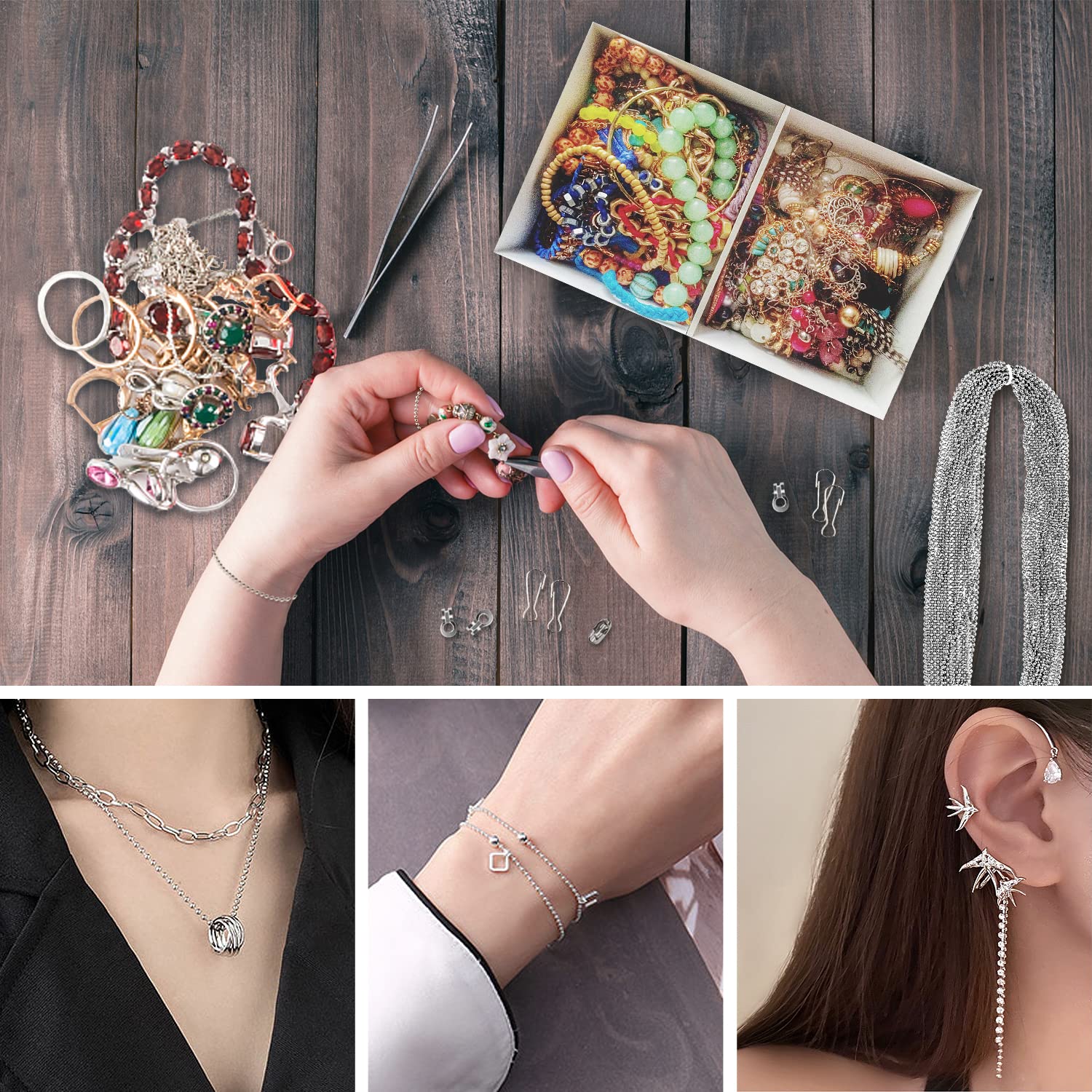 Chaîne à Billes Acier Inoxydable 10M - Diamètre 2.4mm + 50 Connecteurs - Pour DIY Bijoux, Colliers