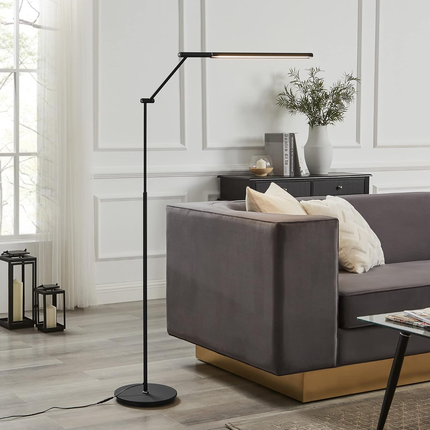 Tilla Black Adjustable Metal LED Floor Lamp with Touch Control