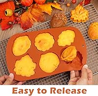 Vista 4 de Webake Moldes de silicona de otoño para tartas de cosecha, molde 3D de hoja de arce y bellota para golosinas de otoño, Halloween, Acción de Gracias