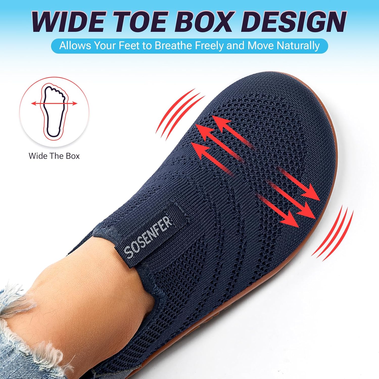 Sosenfer Barefoot Shoes for Men Women - Slip On Minimalist Sneakers with Wide Toe Box | Zero Drop Non-Slip Gym Trainer | Hands Free Walking Shoes for Wide Feet Fitness-SHLAN-37 - Image 3