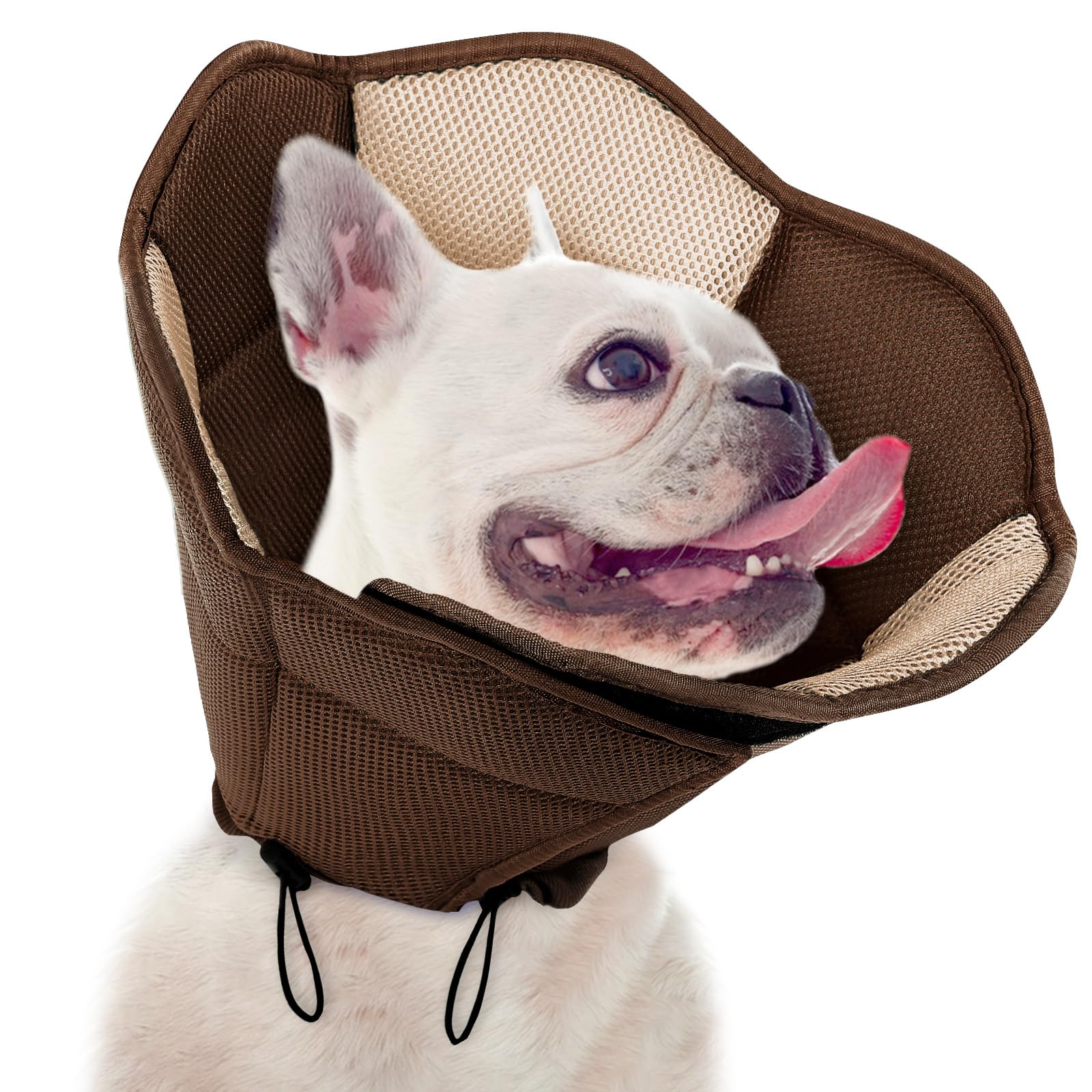 Photo 1 of SUNFURA Dog Cone - Soft Cone for Dogs to Stop Licking, Pet E-Collar Alternative After Surgery, Adjustable Pet Recovery Collar for Wound Healing, Brown Medium