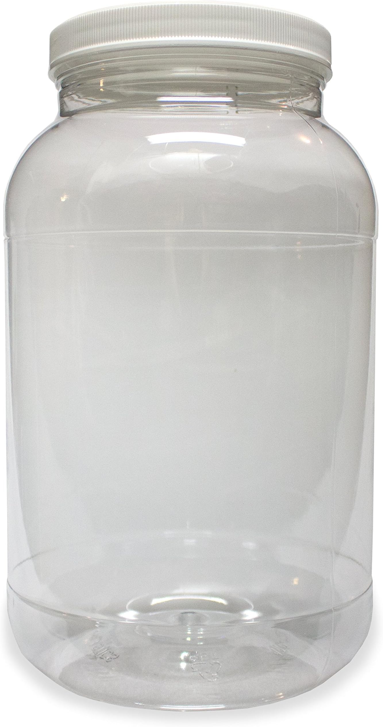 1 Gallon Plastic Jar, Wide Mouth, Clear, with Lined Fresh Seal Lid, Shatter-Proof Container Storage PET 1 BPA Free 4 Quart 128 oz