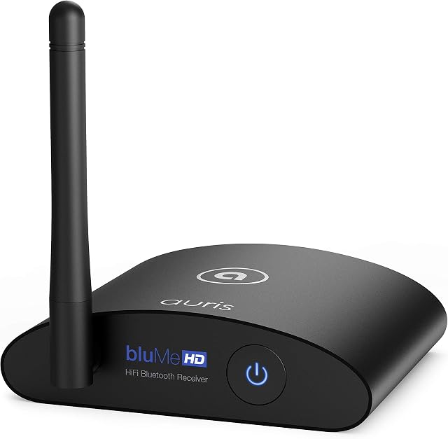 Auris BluMe HD Long Range Bluetooth 5.0 Music Receiver Hi-Fi Wireless Audio Adapter with Audiophile DAC & aptX HD for Streaming to Home Stereo, AV Receiver or Stereo Amplifier