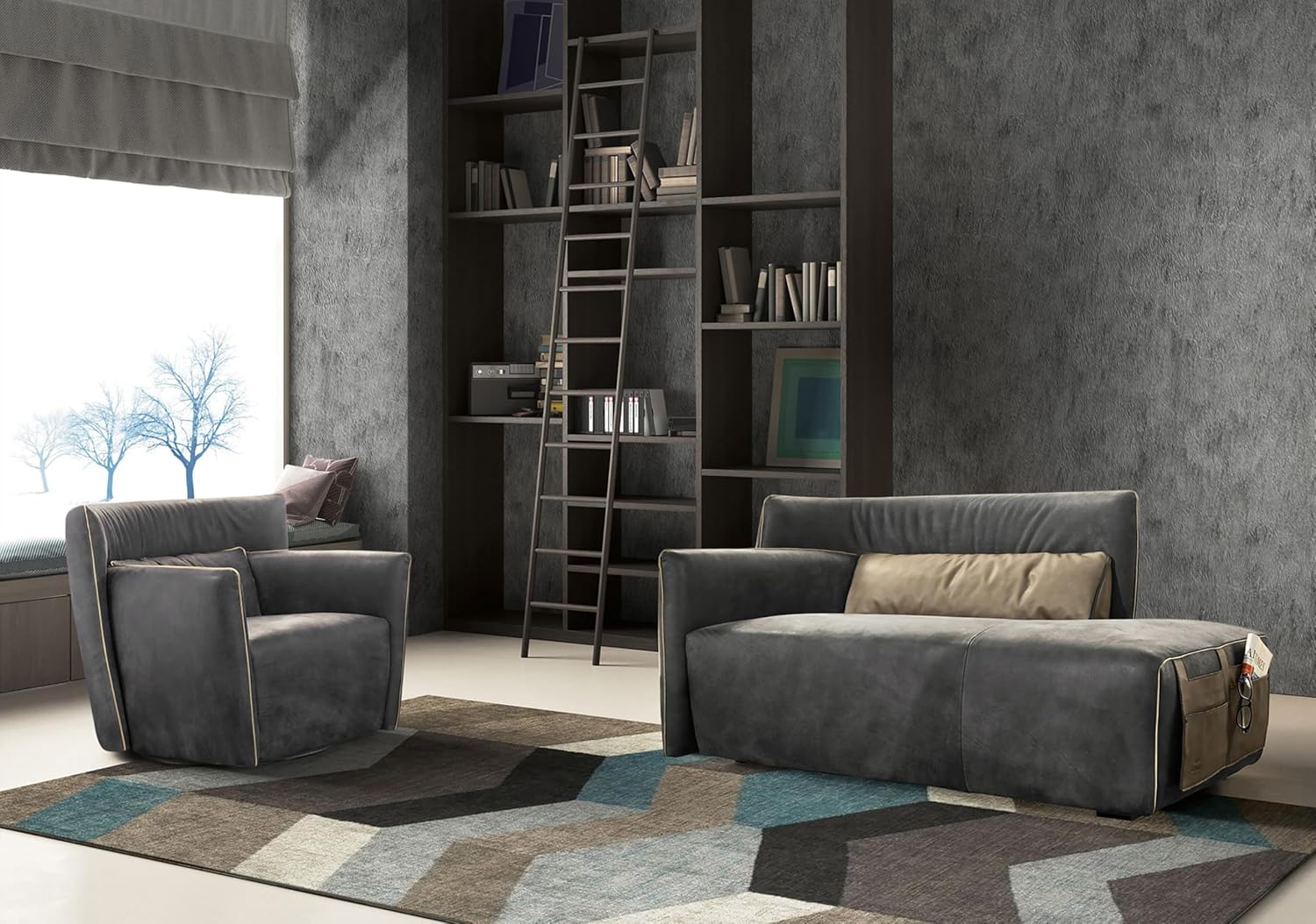 Guvana Black Wallpaper Peel and Stick Concrete Contact Paper Faux Cement Textured Wallpaper Modern DIY Removable Self Adhesive Wall Paper for Living Room Kitchen Wall Covering Vinyl Roll 15.7"x197"