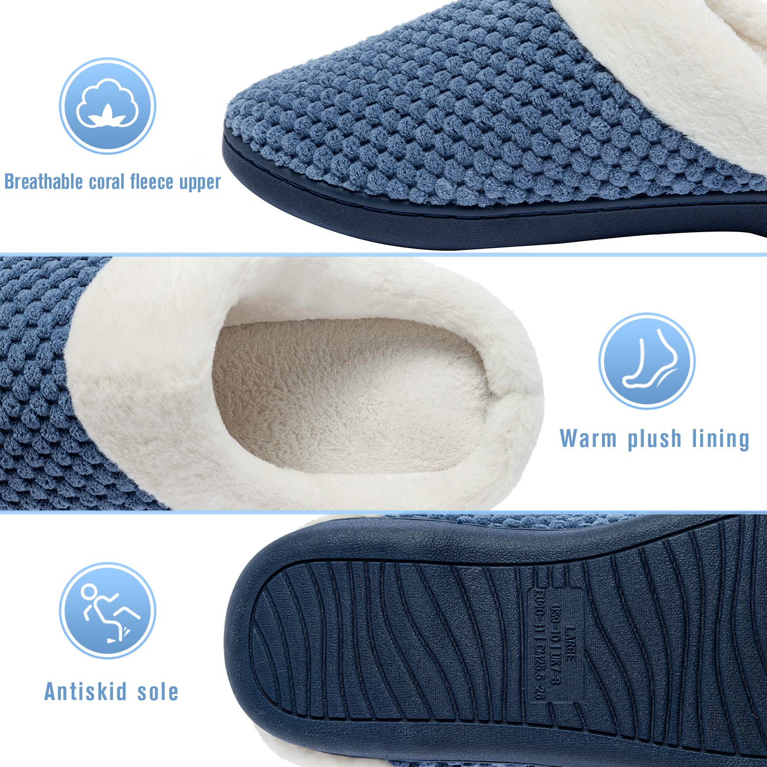 Kuako Inverno Pantofole Donna Peluche Ciabatte Caldo Comode Scarpe da Casa Antiscivolo Memoria Schiuma Pantofole Interno Esterno