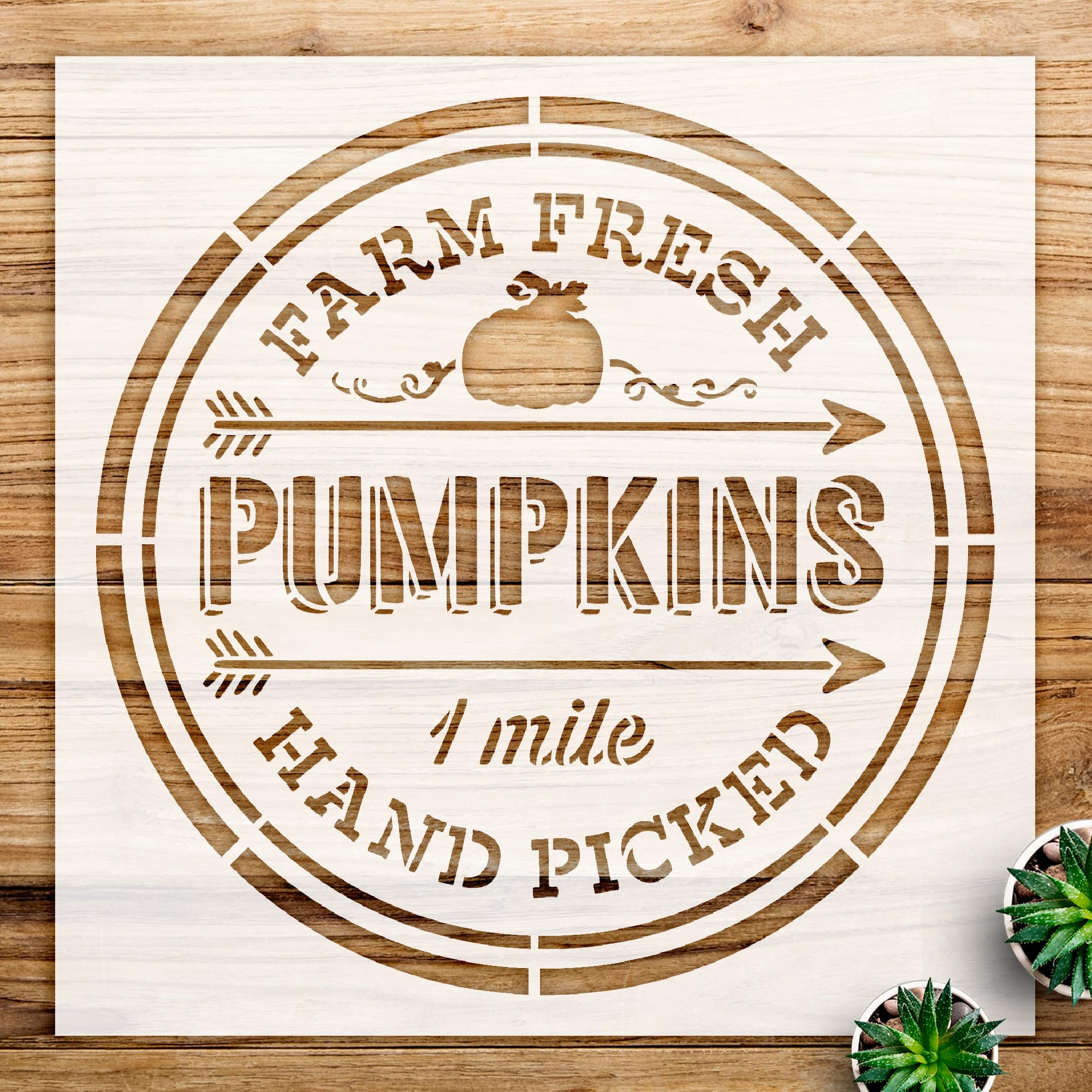 Farm Fresh Pumpkins Stencil Pattern for Wood Signs and Crafts, Hand-Picked Design, Reusable Template for Fall Decor and Seasonal Art Projects - Size A4 (8.5