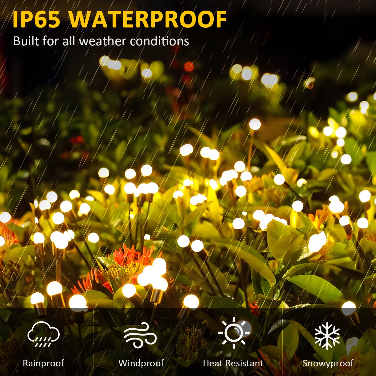 FIFlying 4 Pezzi Lampade Solari Per Esterni Da Giardino, 8 Led Lucciole Luci Solari Per Esterni IP65 Impermeabili, Nuovi Aggiornamenti Modalità Multiple Luce Lucciola Per Pathway Yard Patio