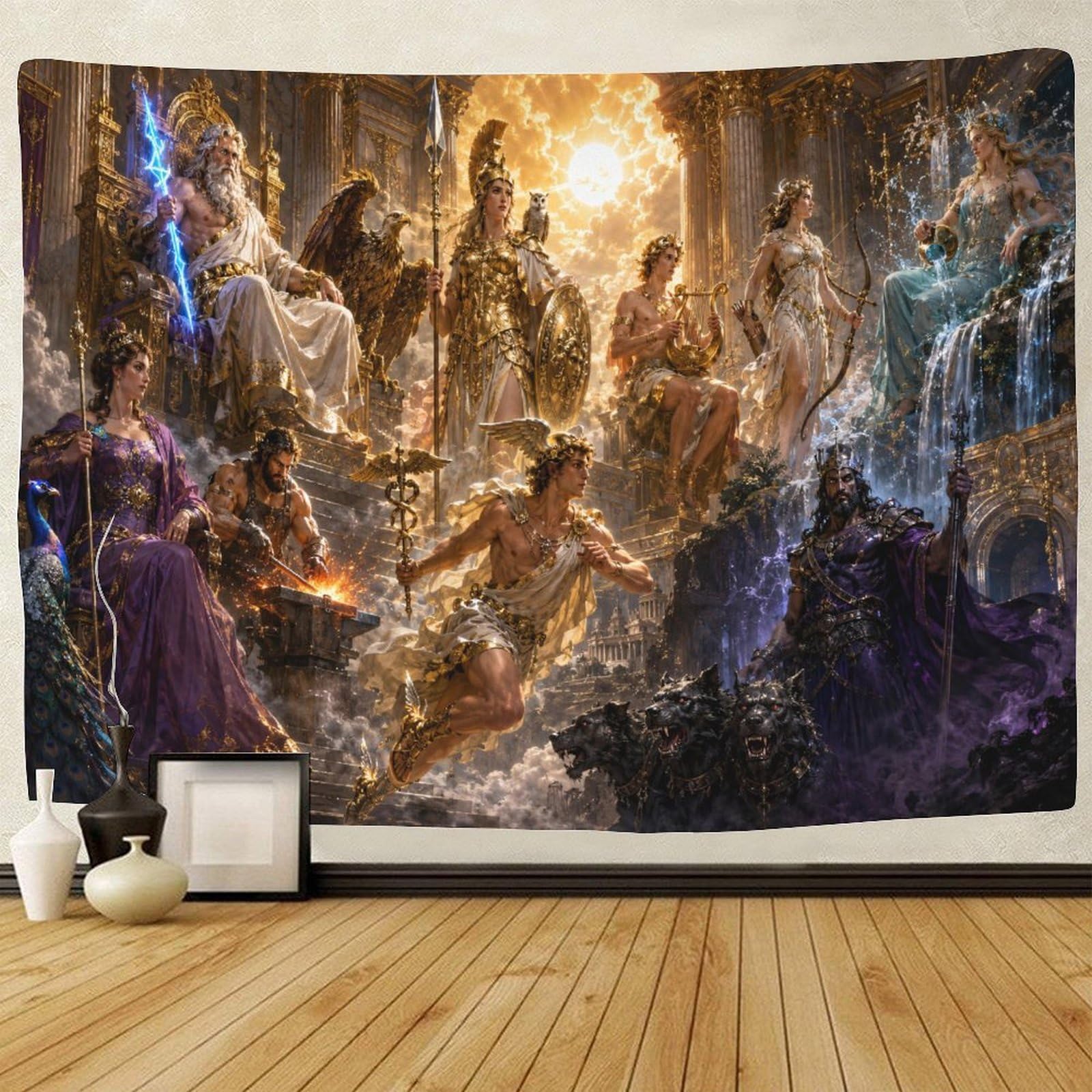 ASDFGHJKLZA Gods of Olympus 3D Print Wall Tapestry Wall Art Decor Greek Mythology Tapestries Poster Curtain Living Room College Dorm 150cmx200cm