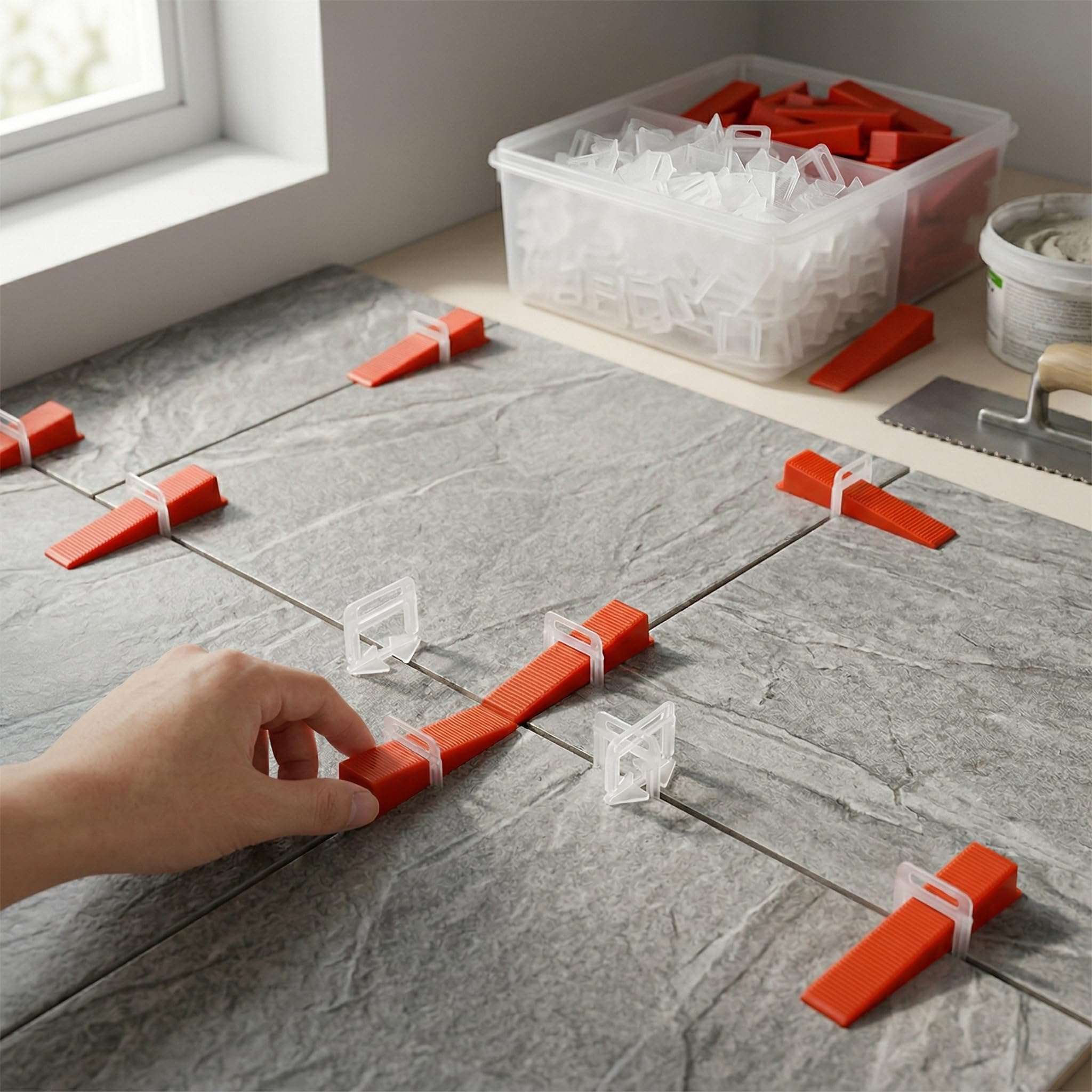 Sistema de Nivelación para Azulejos 600 Unidades, Herramienta de Nivelación para Cerámica, Cuñas para Azulejos y Base para Colocar Azulejos, Reutilizable, para Suelo y Paredes 2.0mm