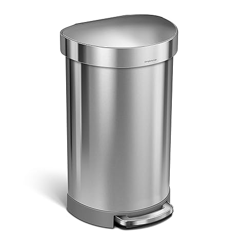 simplehuman 45 Liter/ 12 Gallon Semi-Round Hands-Free Step Trash Can, Brushed simplehuman 45 Liter/ 12 Gallon Semi-Round Hands-Free Step Trash Can, Brushed