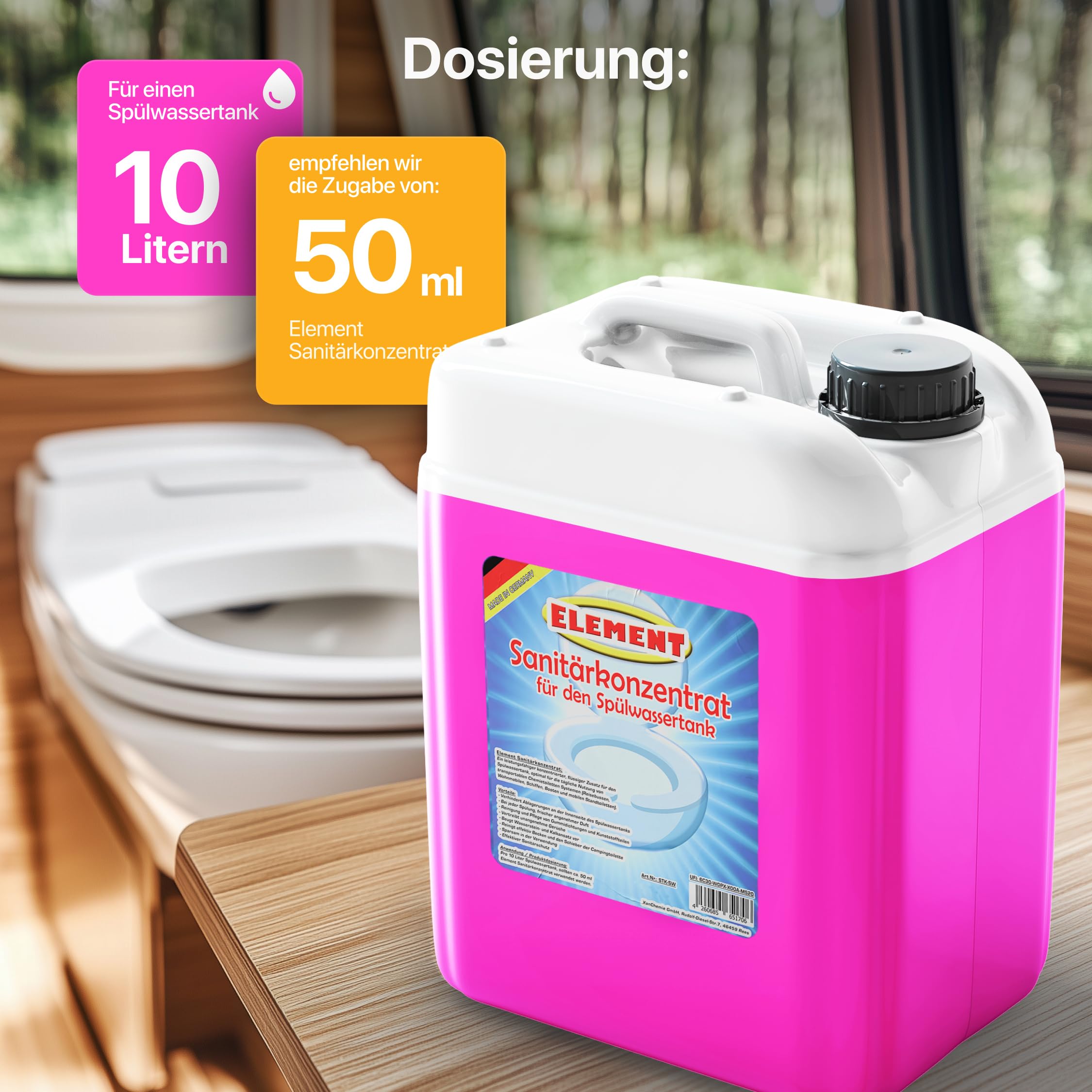 Sanitärflüssigkeit für Campingtoiletten I Set 2 x 2,5 Liter I BLUE & Spülwasssertank I für Frisch- und Abwassertank I Chemietoiletten Zusatz I Camping WC I Abwassertank I Sanitärkonzentrat