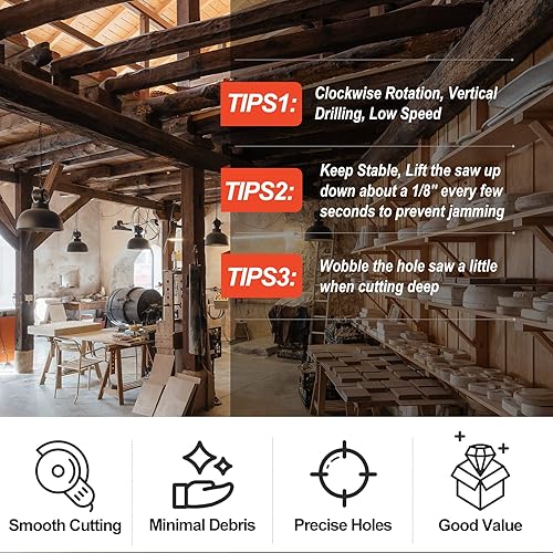 Miniatura 2 de JTemgle - Sierra perforadora de 6-14 pulgadas con eje hexagonal de 12 pulgadas, sierra de agujero bimetálica resistente para tableros de cornhole,