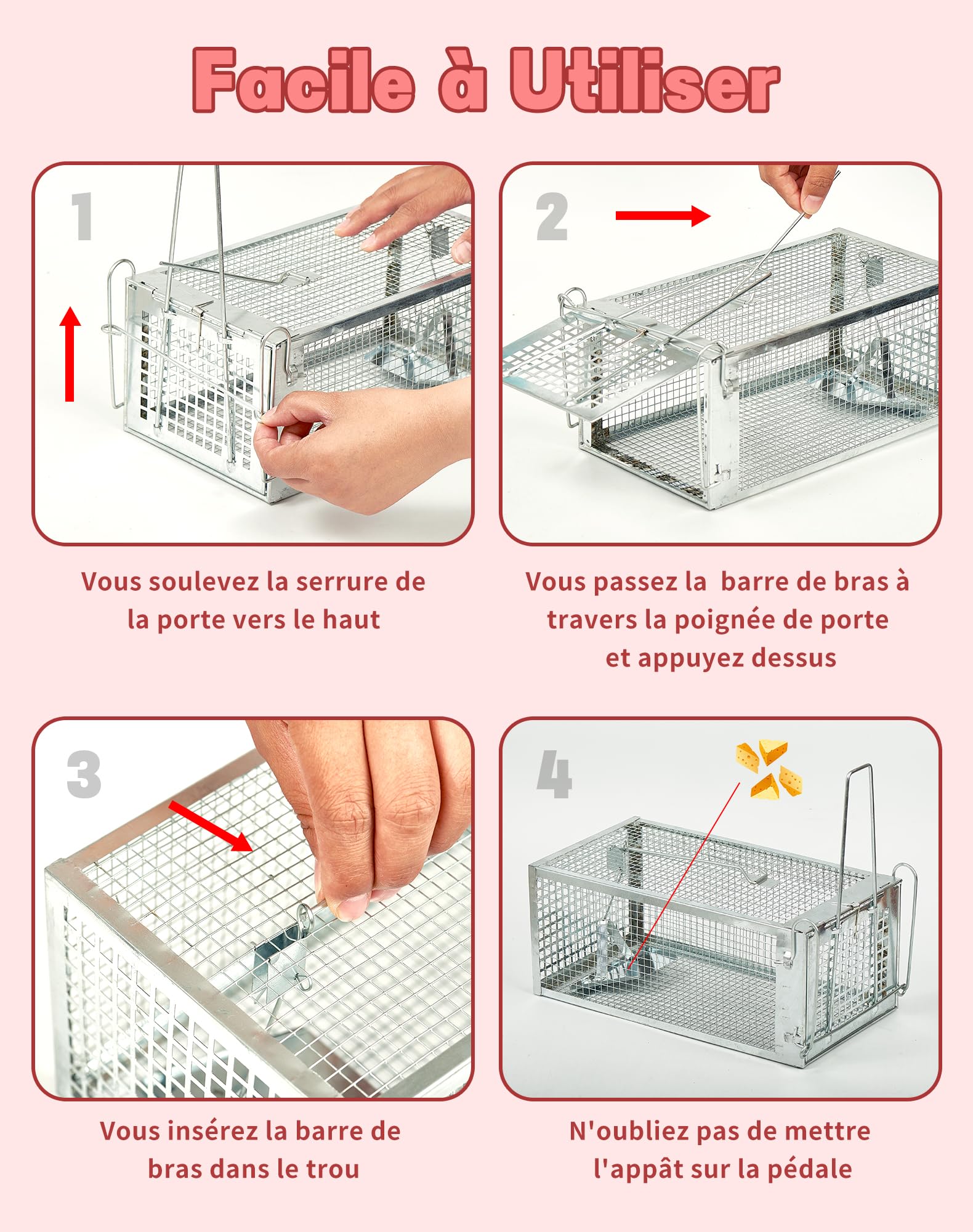 LAOYE Piège à Rat Cage Attrape Souris 2 Pcs Pièges à Rats Rongeurs Professionnel Extérieure Métal Grande Taille