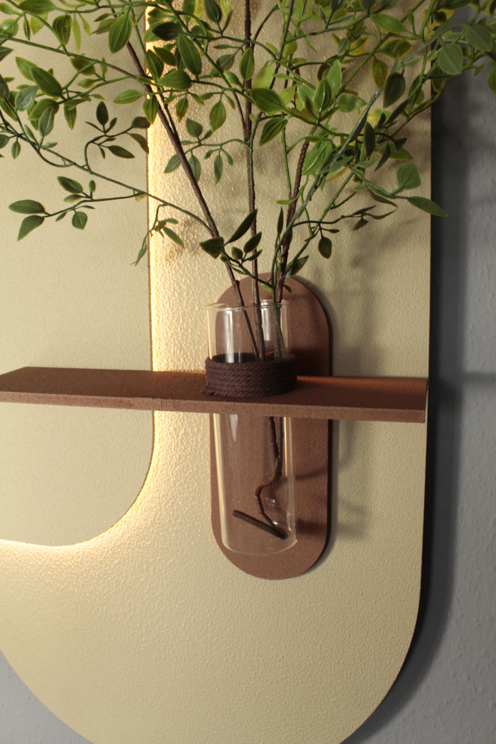Arnusa WD001 - Quadro da parete 3D con illuminazione a LED e vaso di vetro decorativo, decorazione da parete, 100 x 50 cm