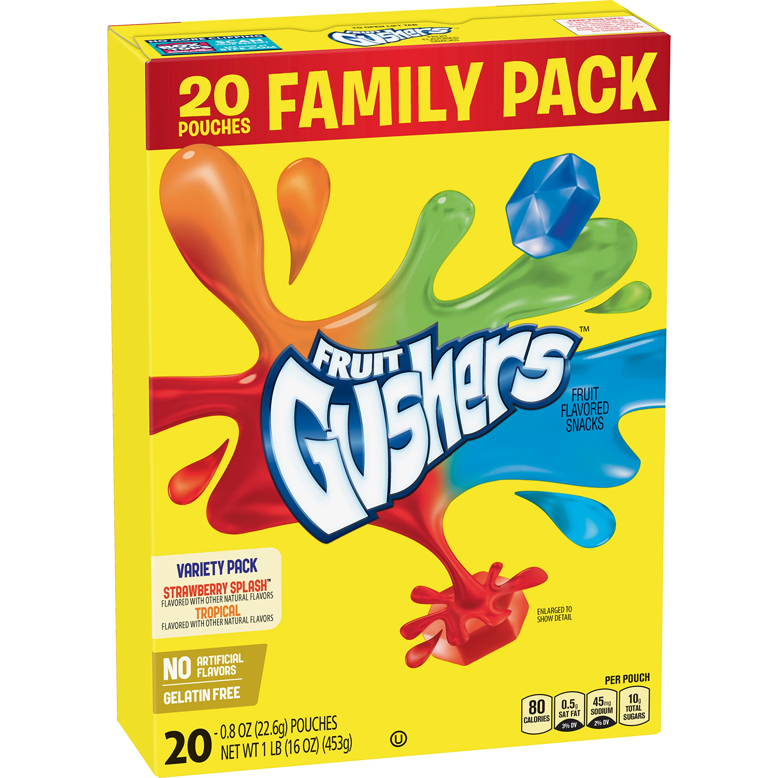 Betty CrockerGushers Strawberry Splash & Tropical Flavors, 16 oz, 20Count (Pack of 6)