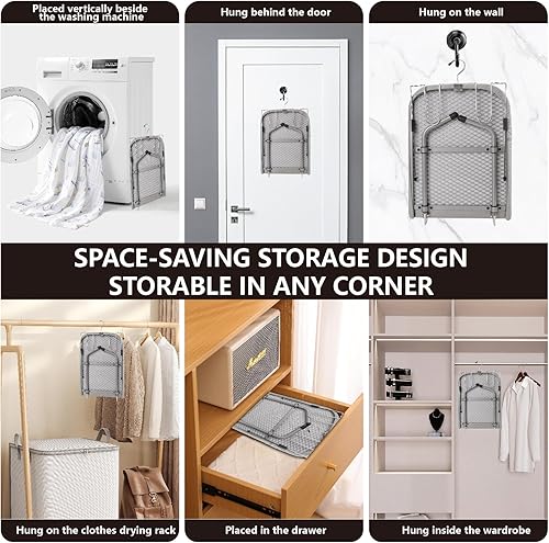 Miniatura 6 de Mini tabla de planchar pequeña, mini tabla de planchar de mesa, diseño portátil, panel de malla metálica con cubierta de algodón, 32 x 12 pulgadas,