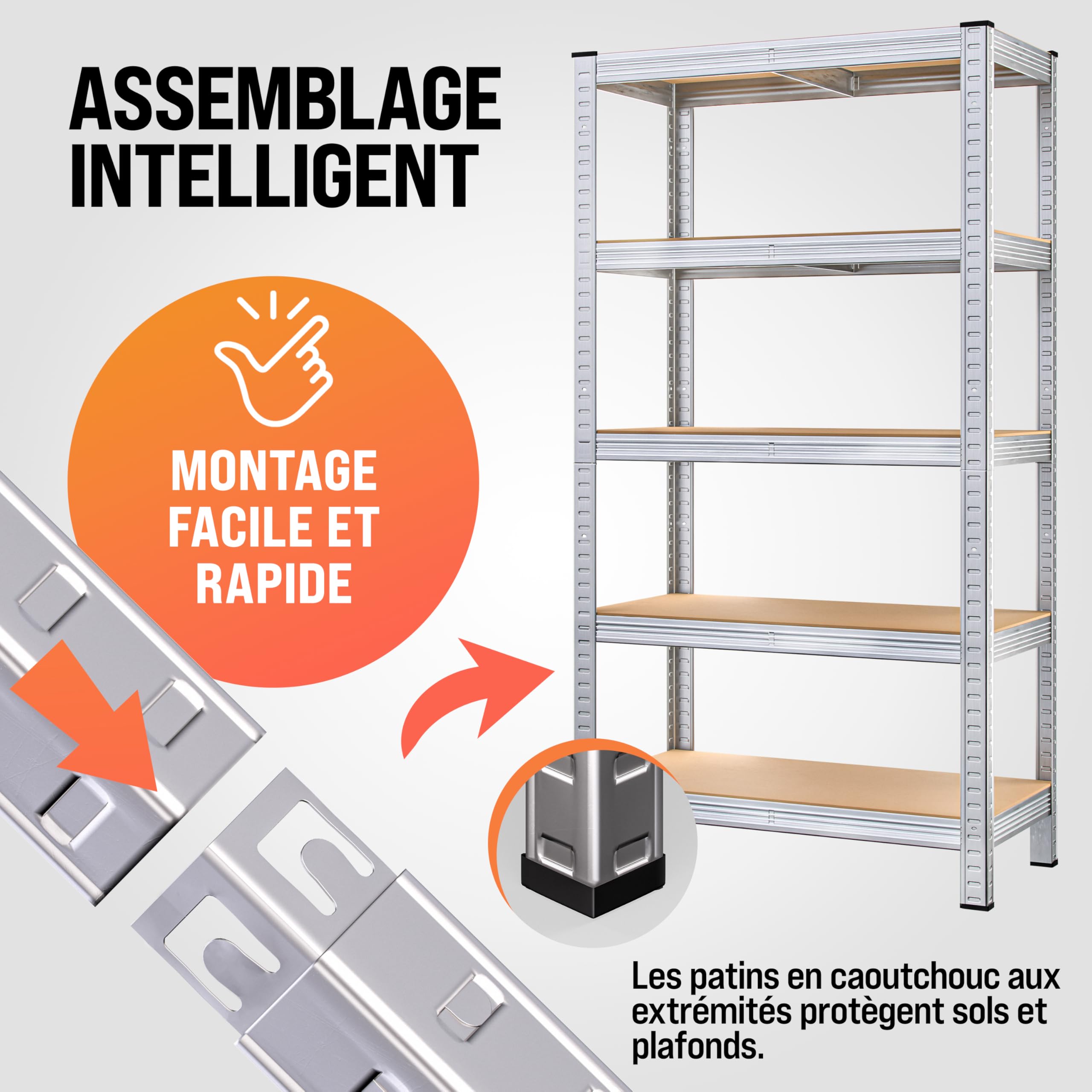 Monzana 2X Étagères Charge Lourde 5 Niveaux 180x90x40cm Étagère métallique modulable Max 875kg Rangement Garage Atelier